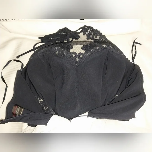 Blondie Nights by Stacy Sklar Navy Blue/ White Tulle Halter Formal Dress Size 7 - Picture 11 of 16